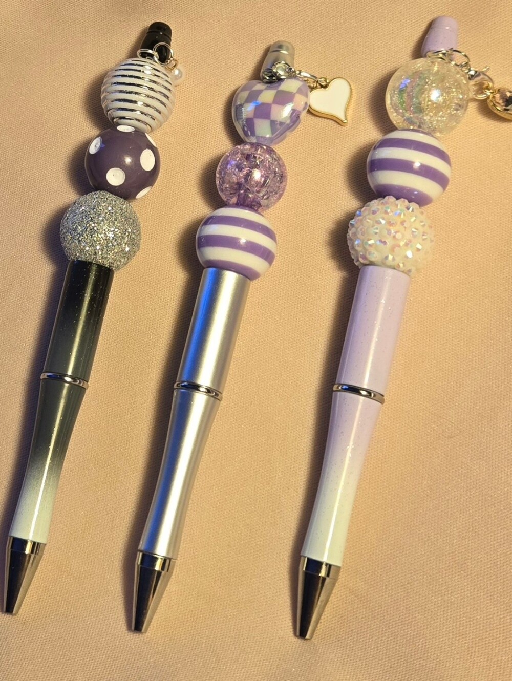 Set Of 3 - Includes 2 Refills Each - Beaded Pens